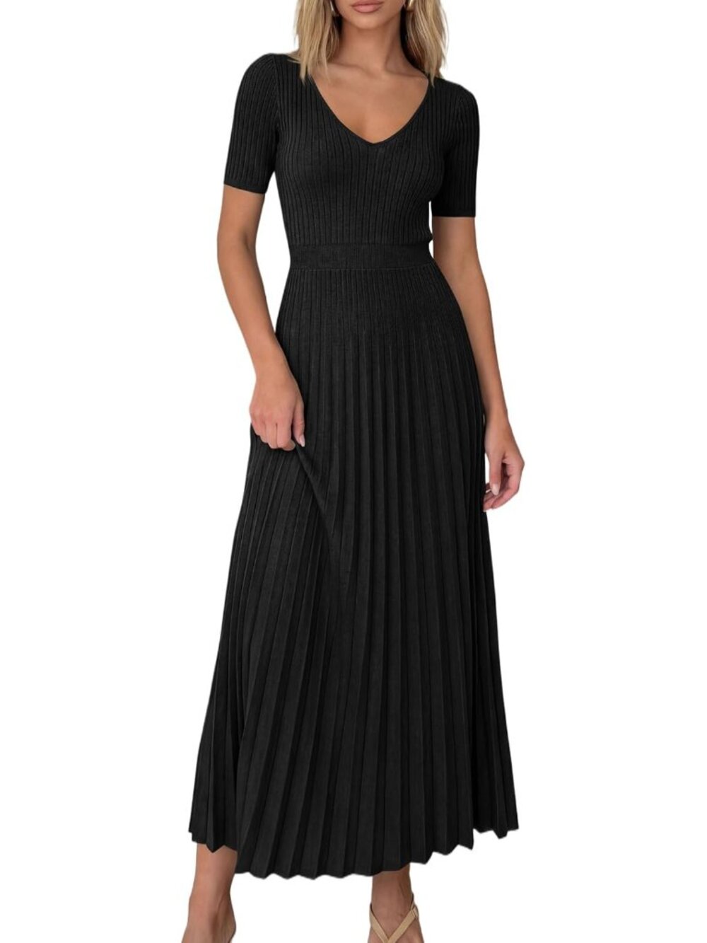 women's summer midi pleated sweater dress